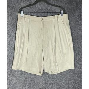 Honolulu Lulu Silk Chino‎ Shorts Mens Size 36 Pleated Pockets Off White